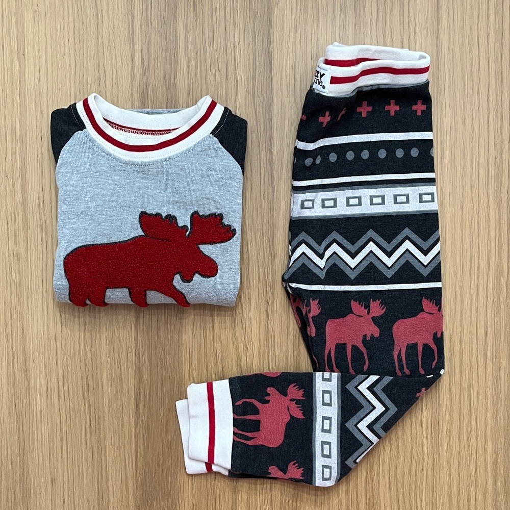 Lazy One, Kid’s Cabin Moose Long Sleeve PJ's, size 4